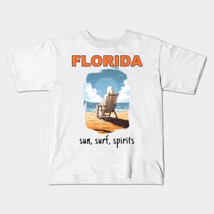 Florida Sun, Surf, Spirits Kids T-Shirt